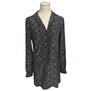 A.L.C. Black 100% Silk Shirt Dress Size XS Night Sleep Button Up Long‎ Sleeve